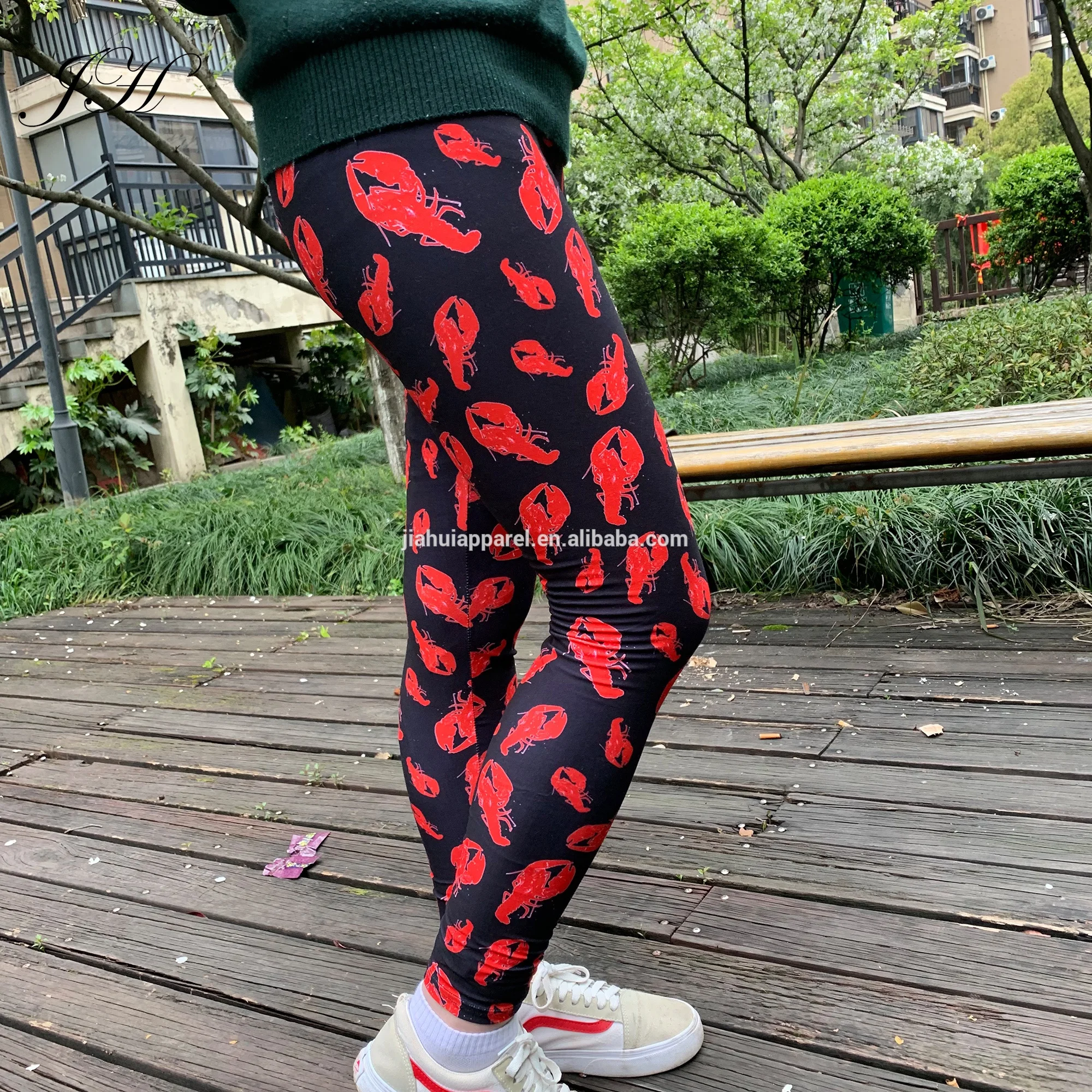 

Factory Sale Personalized High Waist Super Soft Adults Kids Full Length Crawfish Leggings, As pictures(provide customization)