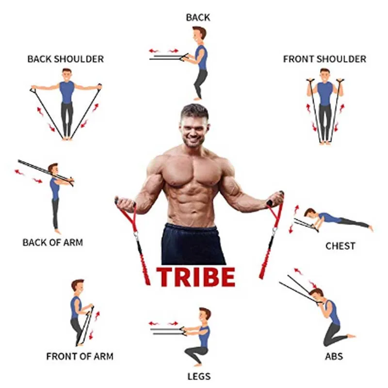 

Amazon hot sale gym equipment Exercise Fitness 11 Piece Resistance Bands Set bandas de resistencia, Can be customized