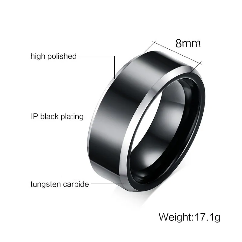 Anti Scratch Ip Black Plated Tungsten Carbide Ring Men Buy Tungsten Carbide Ring Men,Ip Black