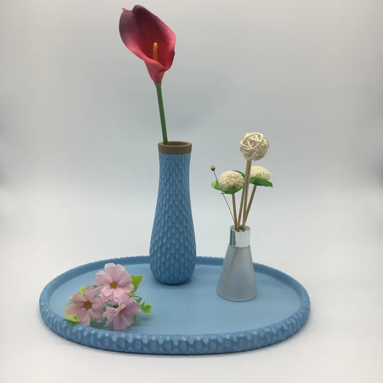 High Quality Luxury Blue Decorative Resin Accessories Vases for Hotels