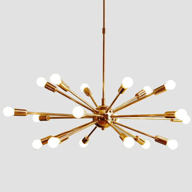 Mid Century Brass Sputnik Chandeliers 18 Arms Modern Gold Ceiling hanging Light For Living Room Home Decor Dinning Room