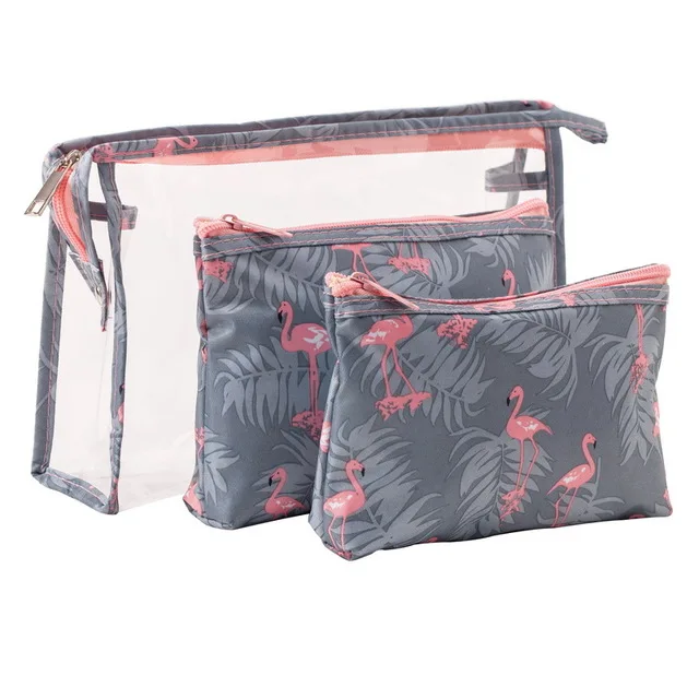 

Transparent PVC three-piece portable waterproof and dustproof travel kit cosmetic bag, Customized color
