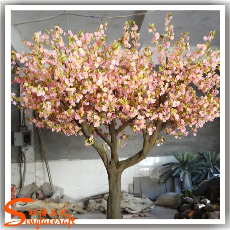 Stcr39 Slim Tree Artificial Pink Flowers Plant Peach Blossom 9ft Tree