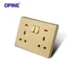 Made in China 13A 2 sets of golden power electric smart light dimmer switch wall sockets