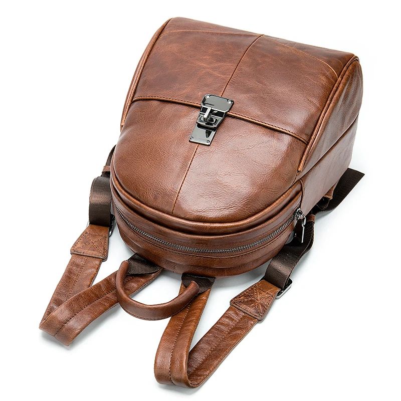 

Factory Drop Shipping 8701 Leather College Bags Online Mini Leather Backpack Women, Red brown/back