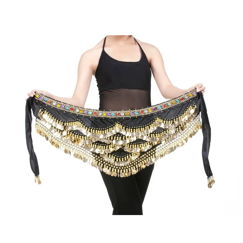 
2019 Bestdance Belly Dance Velvet & Golden Coins Belt Dancer Hip Skirt Scarf Wrap 4 colors 