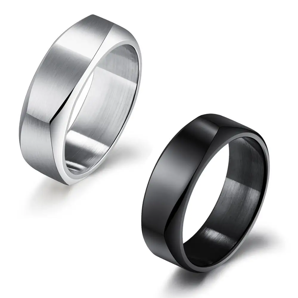 

Stainless steel shinny polished couple faced blank ring 8mm