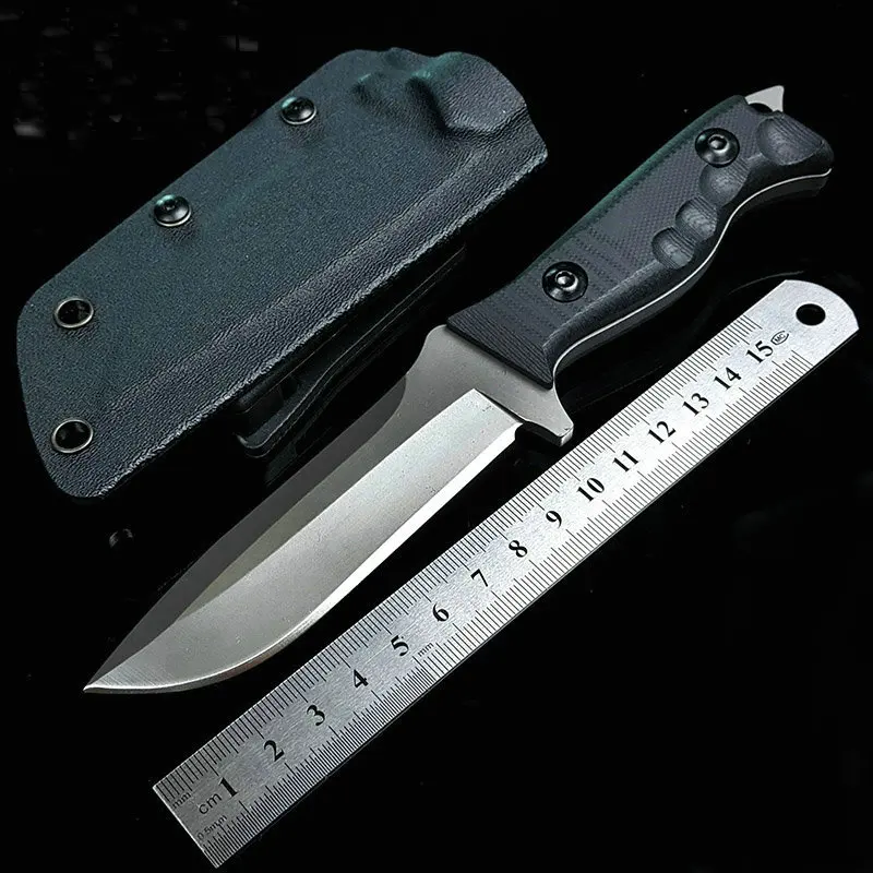 

G10 Handle Small Camping Knife Outdoor Jungle Knives Survival Rescue Tool Grey Titanium Surface Dropshipping 2752