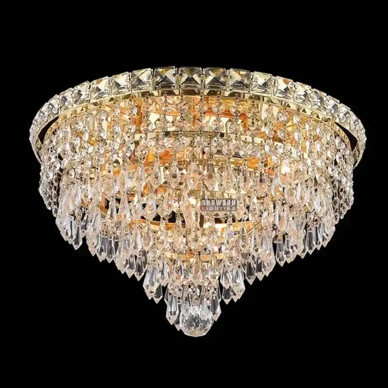 4 Lights flush mount crystal ceiling light fixture made in China