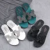 2019 Summer Women Fashion PU slipper Sequins Rhinestones Flat Slippers Beach slippers For Girls