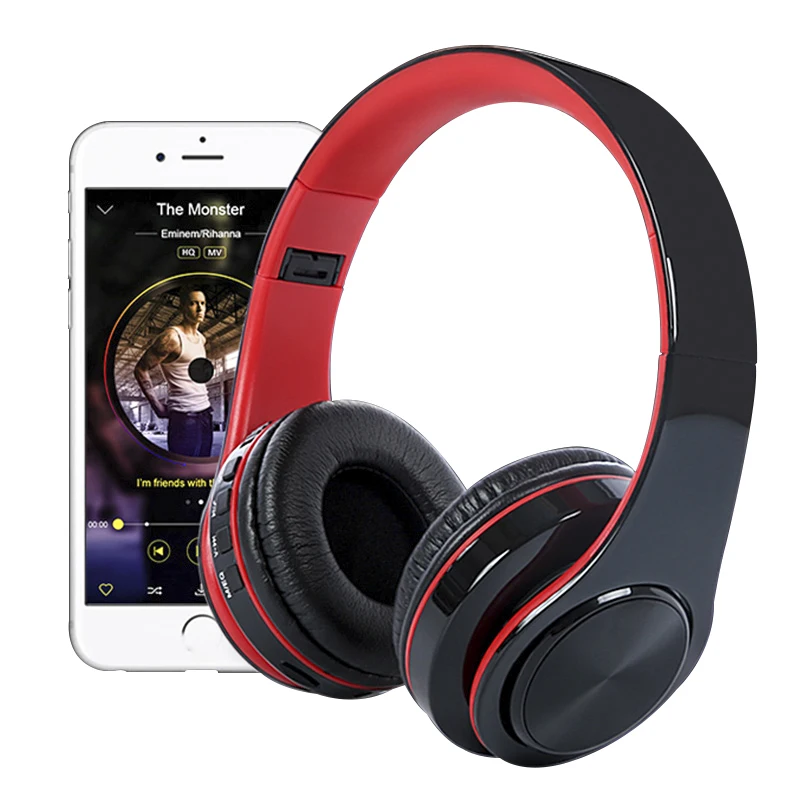 

Support SD card HIFI stereo earphones wireless headphone music headset with mic for mobile headphones, Black;white;blue;red