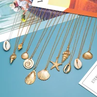 

2019 Fashion Gold Plated Alloy Cowrie Shell Necklace for Women Conch Chain Pendant Summer Jewelry Necklace