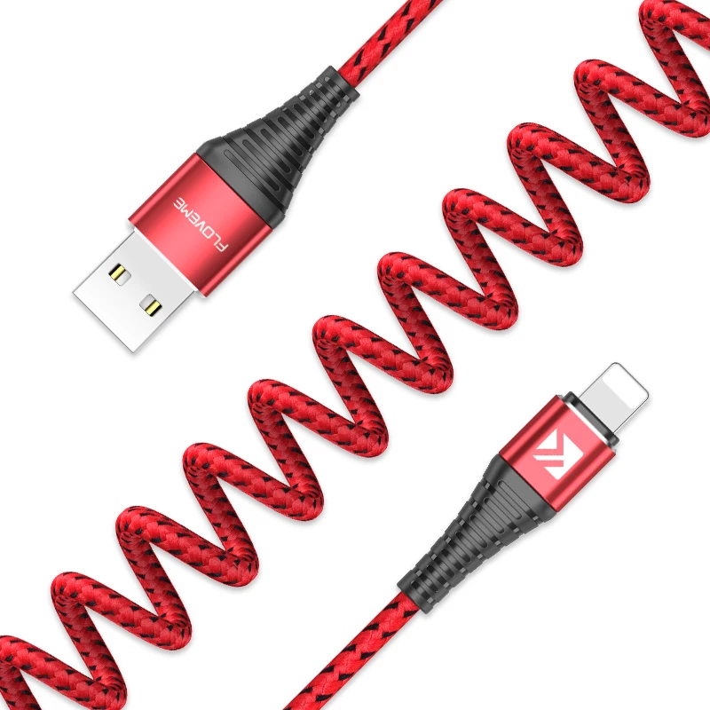 Free Shipping 1.5m Nylon Braided Data Sync Charging for iPhone Cable FLOVEME Spring USB Cable