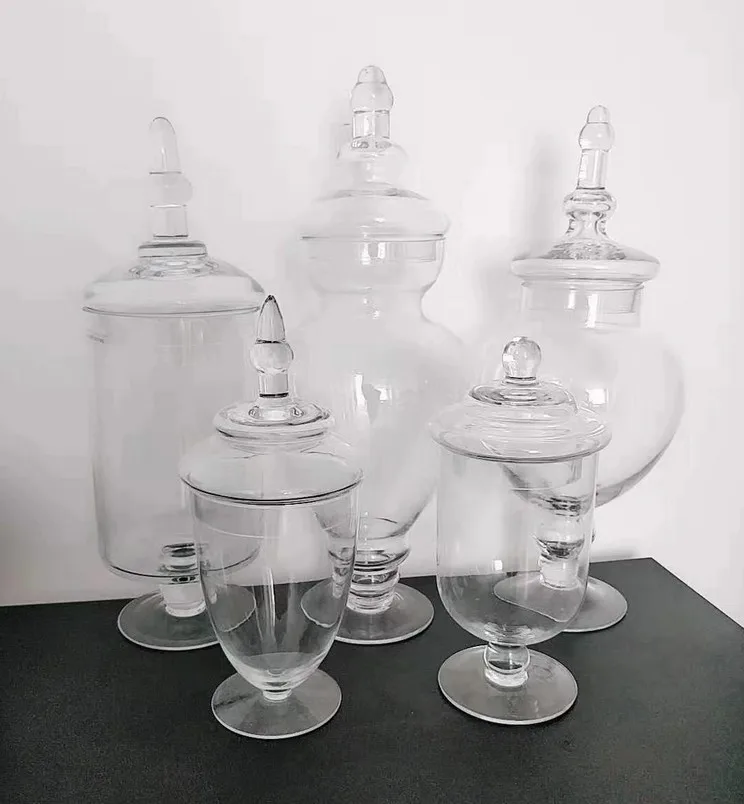 Wholesale Footed Clear Glass Apothecary Jars For Weddings Candy Buffet