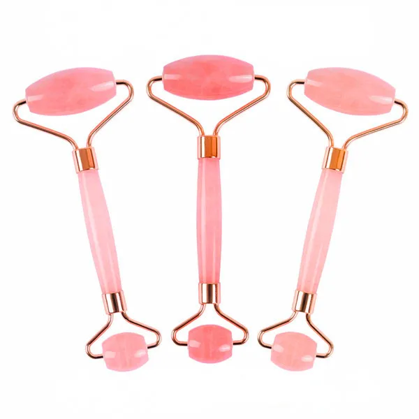 

ready for shipping noiseless jade roller natural Rose Quartz Roller Smooth Facial Massage Body Skin Care