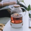 eco friendly 1500 ml heat resistant borosilicate glass teapots with bamboo lid and spring