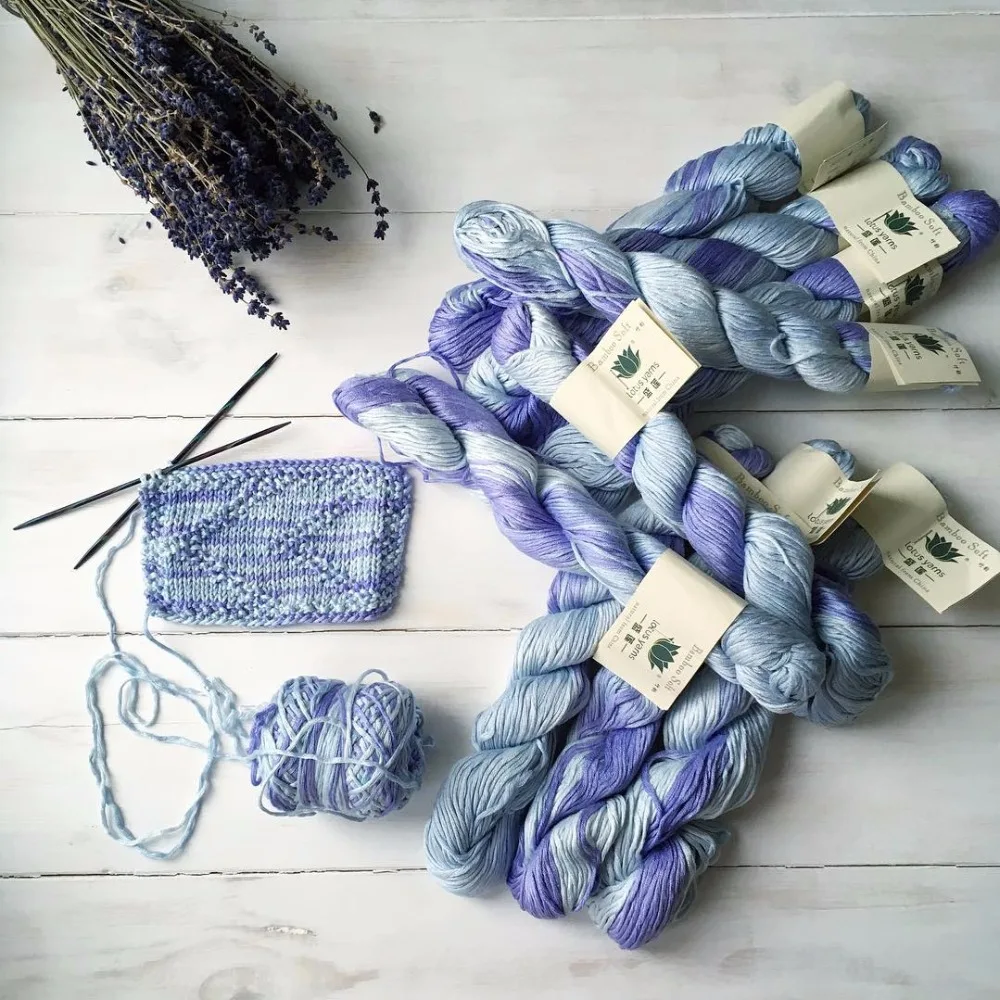 
Wholesale 100% natural hand knit bamboo yarn multi color space dye cotton 