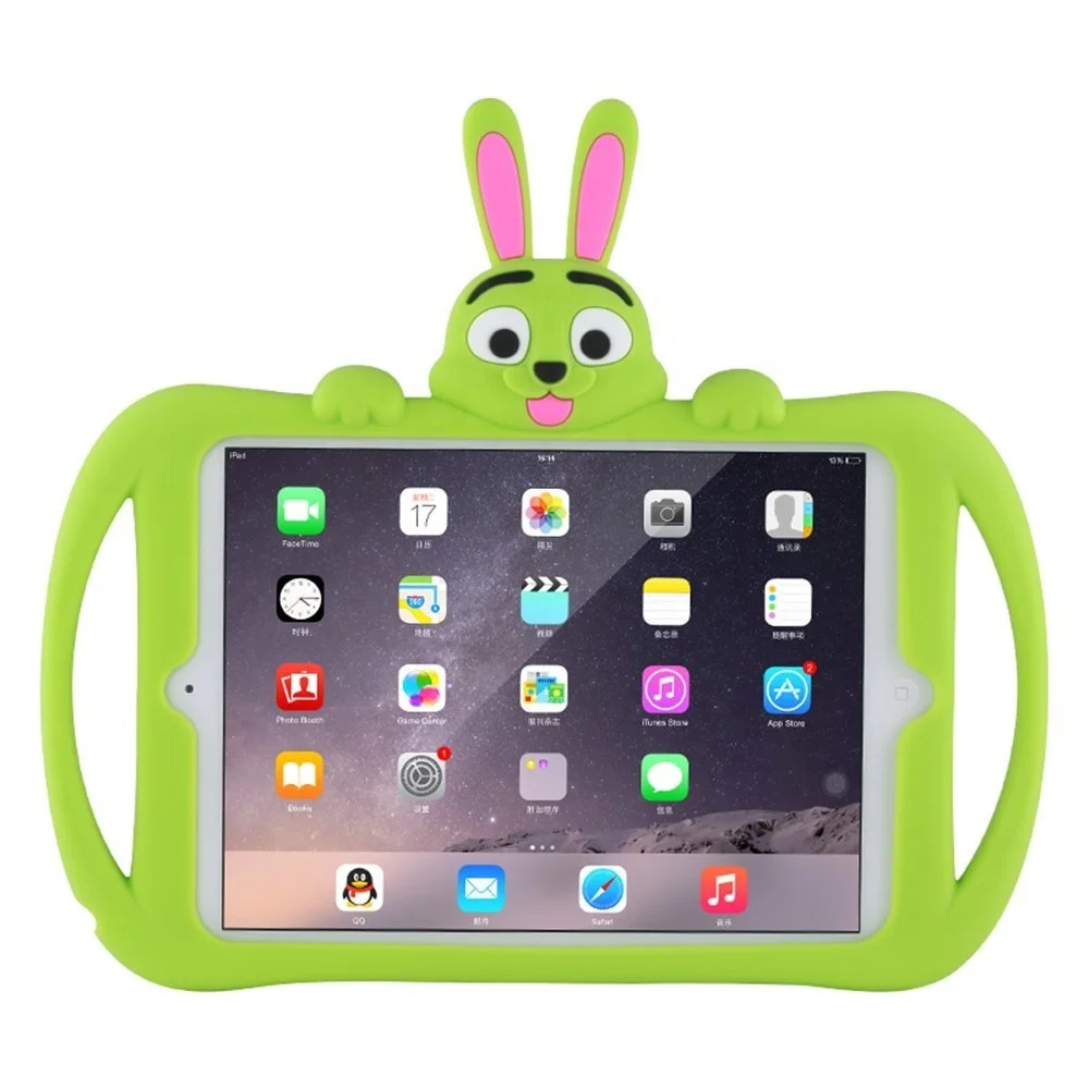 

The Cute Rabbit Protective Silicone Case For Ipad 234 , Shockproof 10 Tablet Cover For Ipad 234 With Handles For Kids, Blue;green;pink;yellow