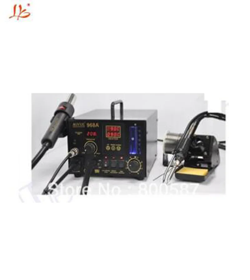

China Original rework soldering station Aoyue 968A 3 in 1 SMD solder station for bga repair hot air with cheap price, Black