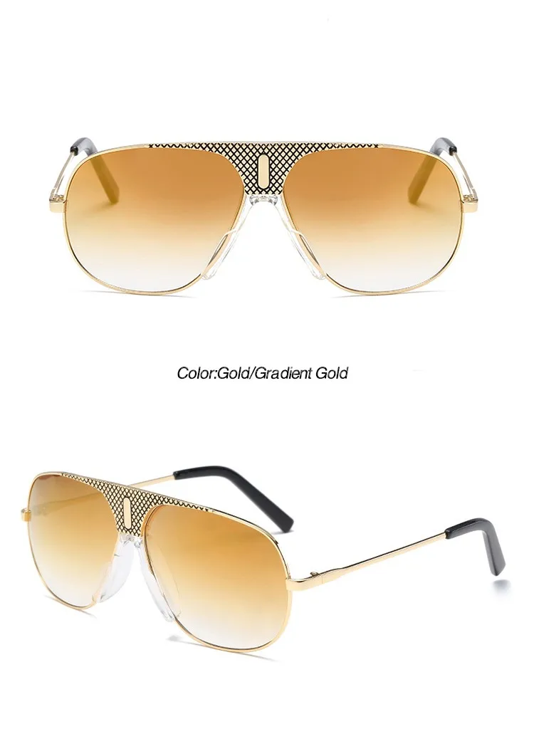 Trendy Retro Sun Shades Glasses Gradient Lnes Metal Frame Aviation Men