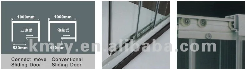 Aluminum Frame 3 Panel Tempered Glass Sliding Shower Door