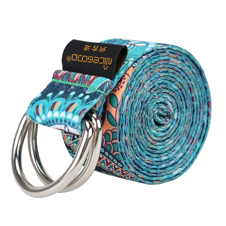 

custom print colorful cotton polyester exercise premium yoga strap yoga belt