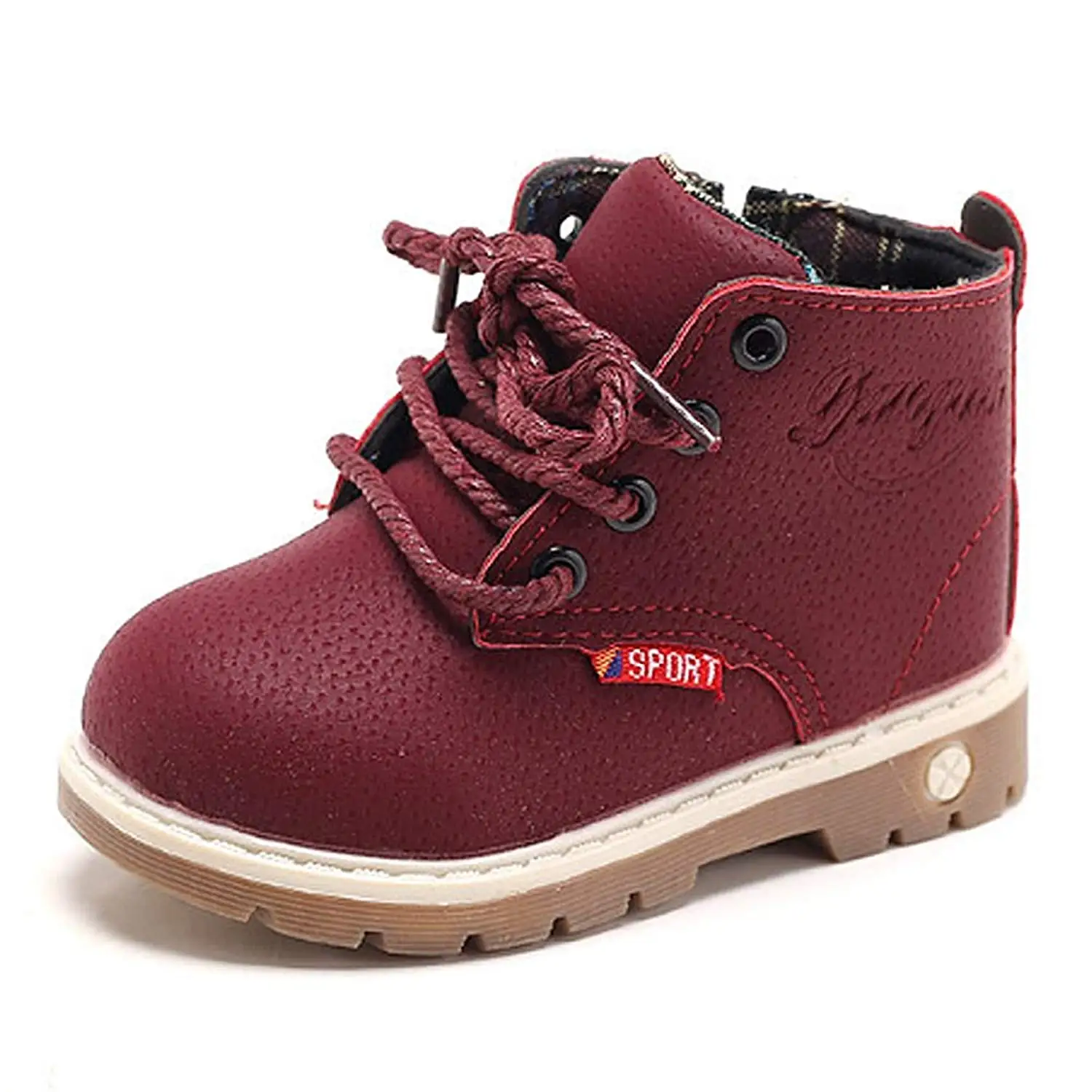 Toddler VECJUNIA Baby Kids Ankle Boots Soft Sole Nonslip Zip Up Shoes
