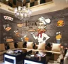 Hand painted wood pizza restaurant backdrop Tea shop Western restaurant wallpaper fast food shop mural wallpaper