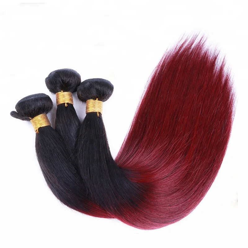 

Top Grade Best Quality Double Weft No Shed No Tangle 1b 99j Ombre 2 Tone Remy Mink Straight Brazilian Human Hair Bundles