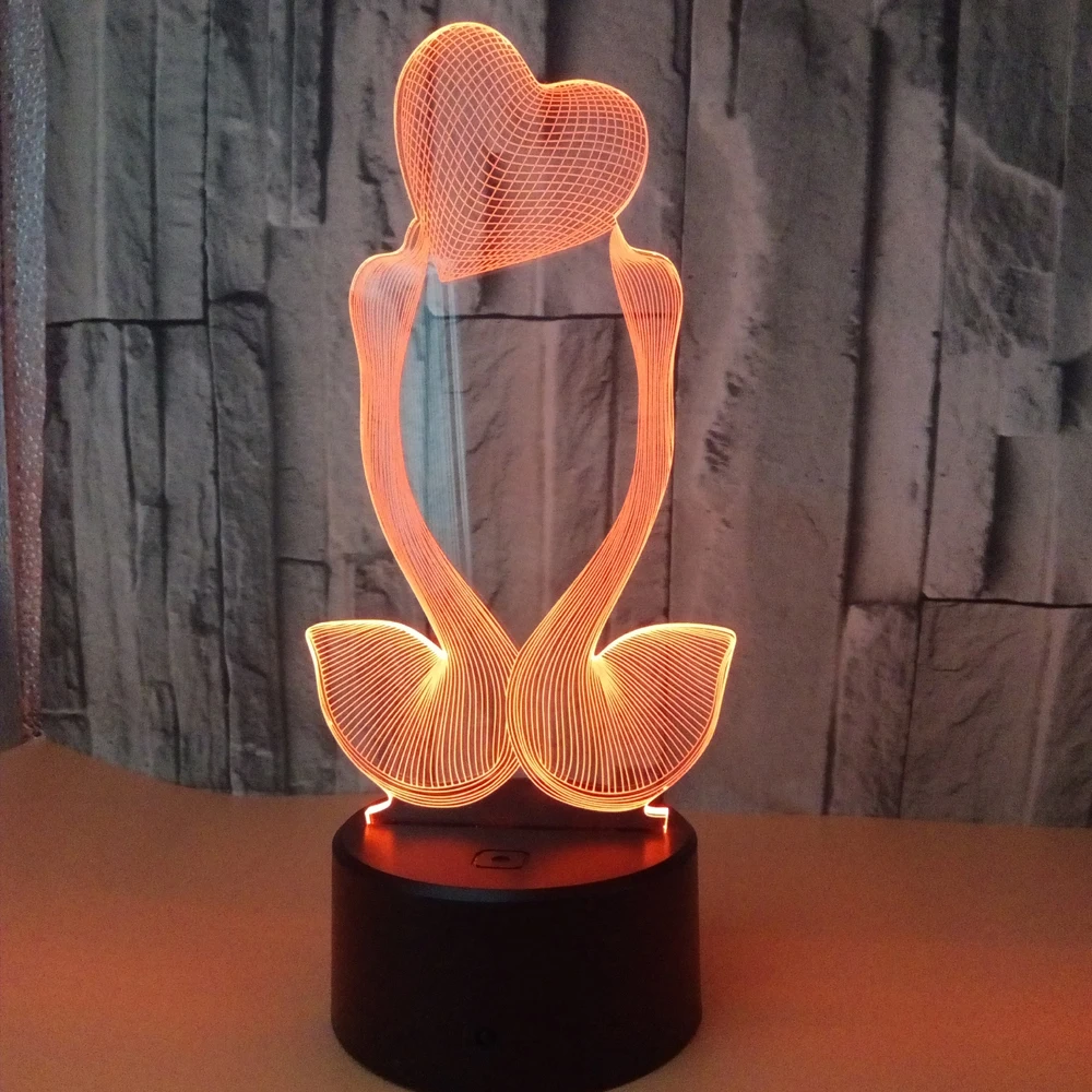 3D LED Night Light Twin Swan Customizable Small Decorative Items for Wedding Room