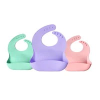 

Waterproof Keep Stains Off Easily Wipes Clean Comfortable Soft Silicone Baby Bib Babero with Big Catcher Factory