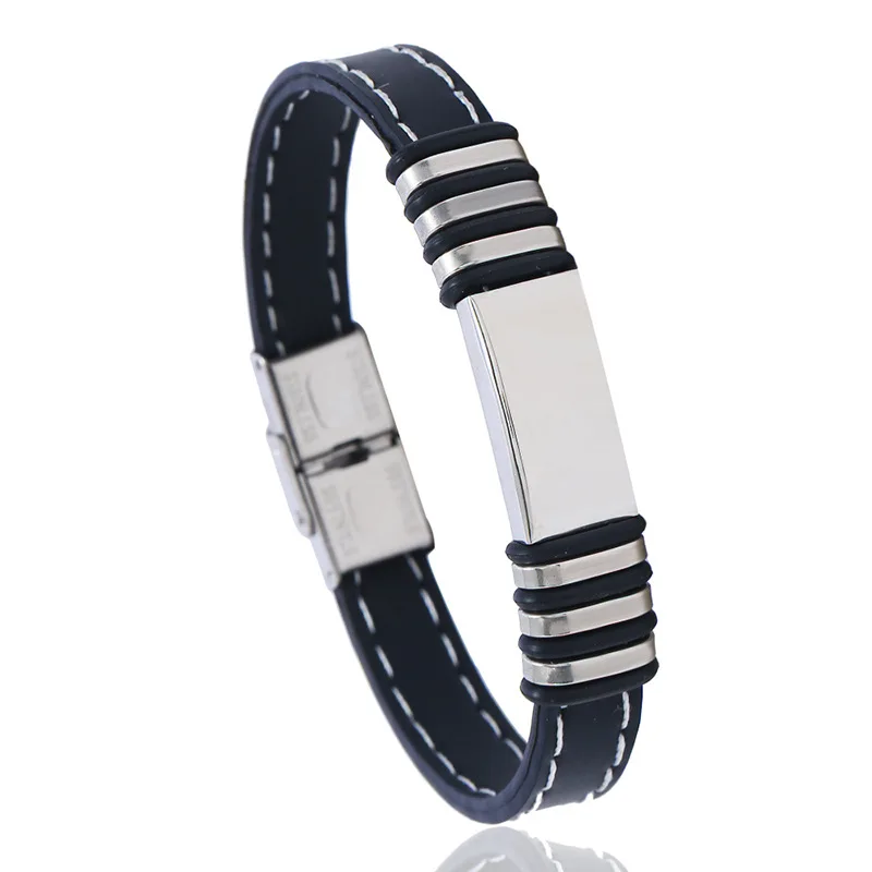 

Fashionable Stainless Steel Bracelet For Men High Quality and Cheap Price Silicone Jewelry New Personal Engrave Cuff Bracelet