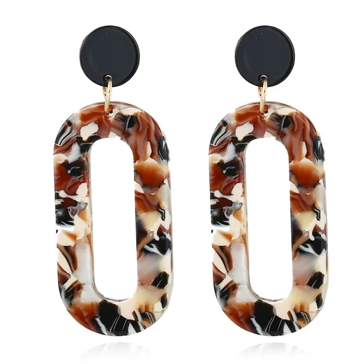 

Fashion Women Huggie Acrylic Stud Vintage Hoop Earrings, 3 as picture