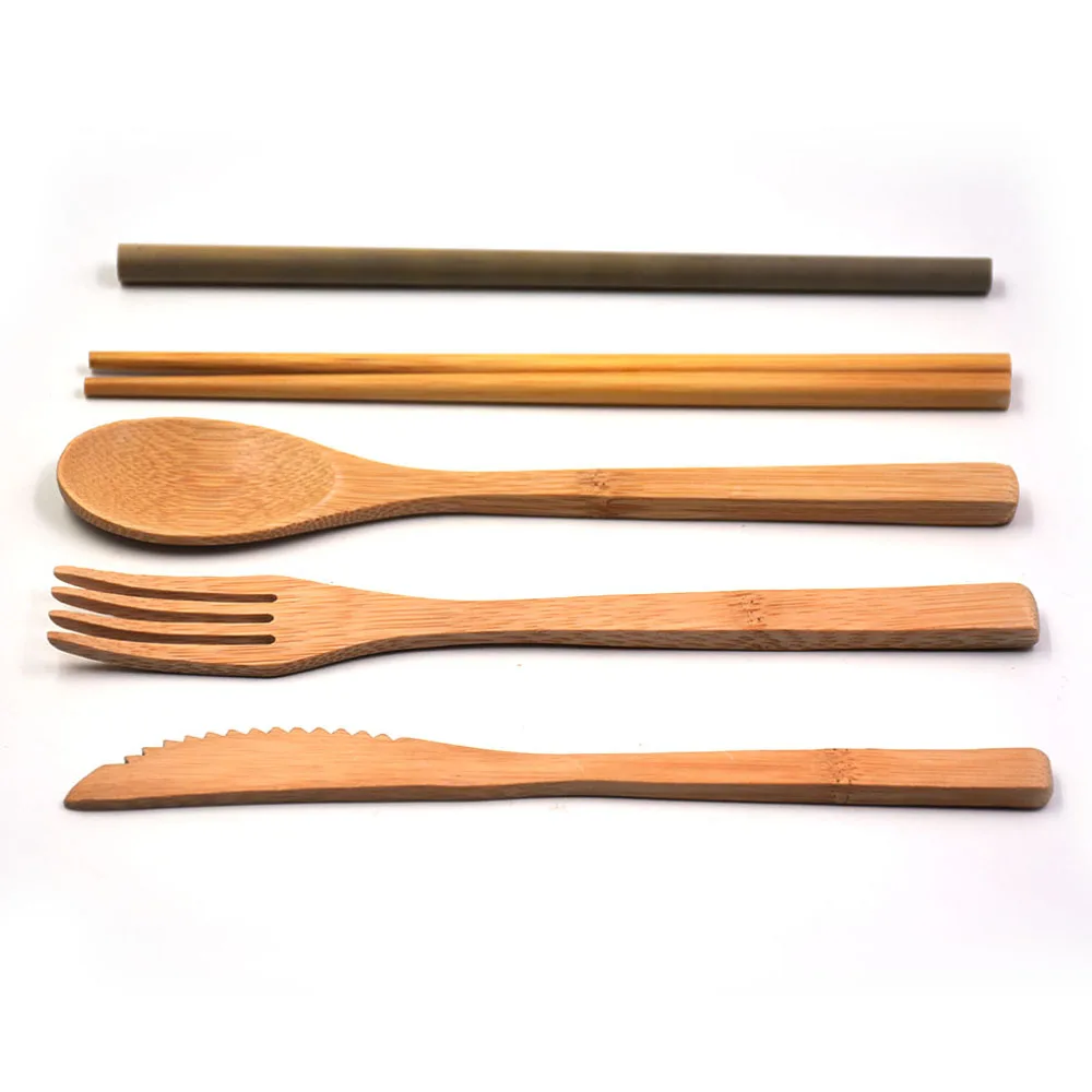 Food Grade Reusable 6pcs Bamboo Fibre Kitchen Utensils Dinnerware