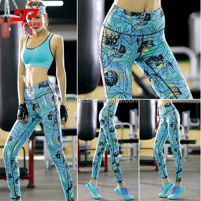 

2018 New Design Custom Gym Wear Sublimation Women's Yoga Fitness Leggings with custom logo, Sublimation printing colorful