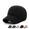 unisex women mens warm unique plain solid soft short brim knitted baseball cap