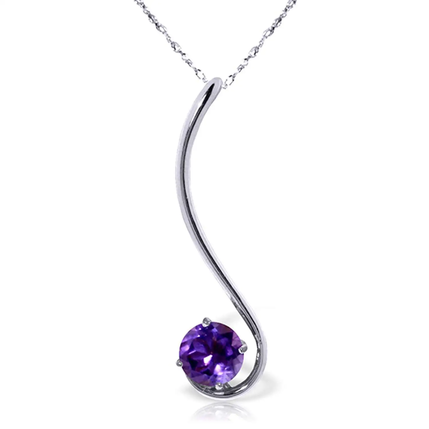ALARRI 3.65 Carat 14K Solid White Gold Fleurs Rustique Amethyst Pearl Necklace with 22 Inch Chain Length