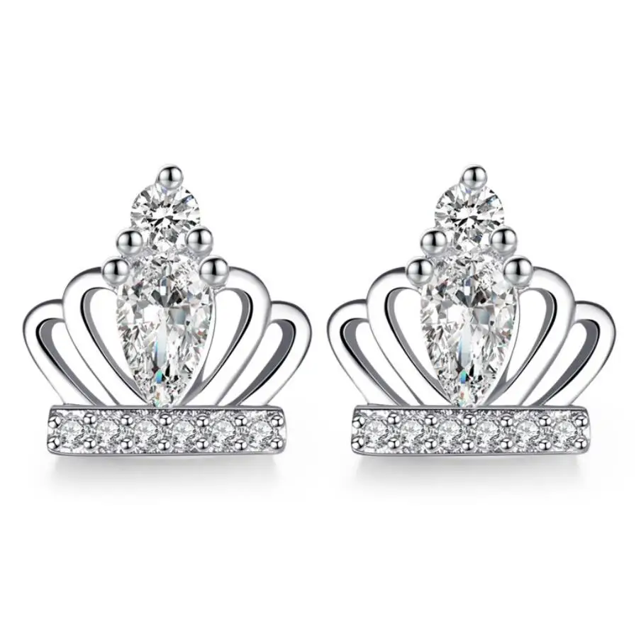 

2017 Fashion cz crown earrings for girls women wedding jewelry, N/a