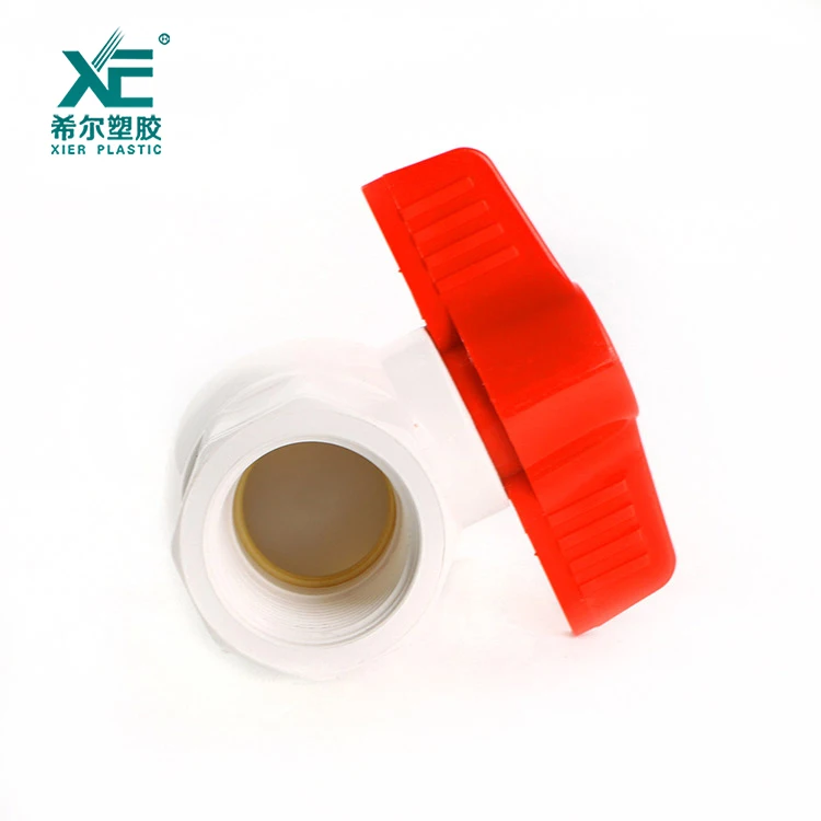 Different types of plastic red handle pvc octagonal water ball valve