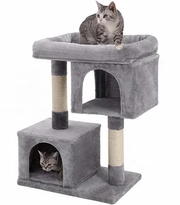 Image of Cat Tree Sisal Covered Scratching Posts Padded Condo and Top Perch Activity Centre Playhouse Cat Tower Furniture Felt Su
