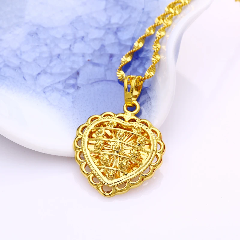 

xuping gold jewellery wedding gift 24Karat heart necklace pendant