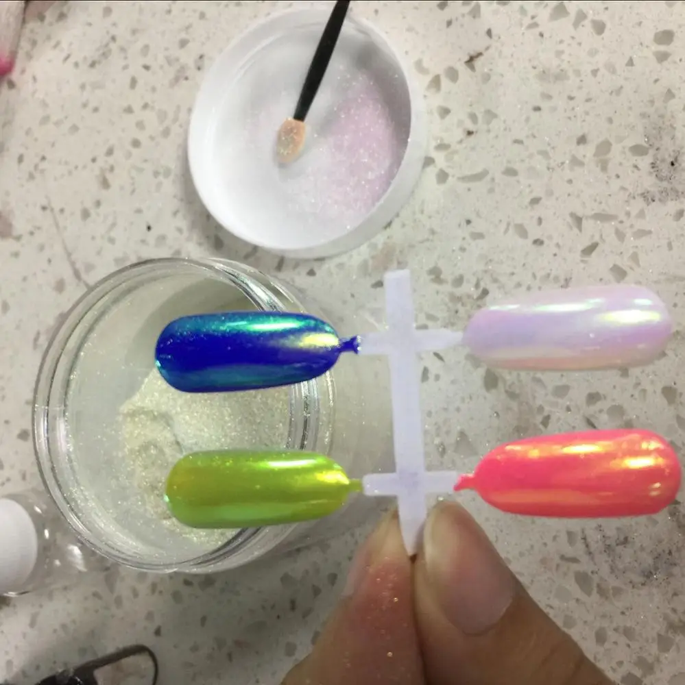 
2018 rainbow pigments Mermaid Aurora Holographic pigment Nails polish use 