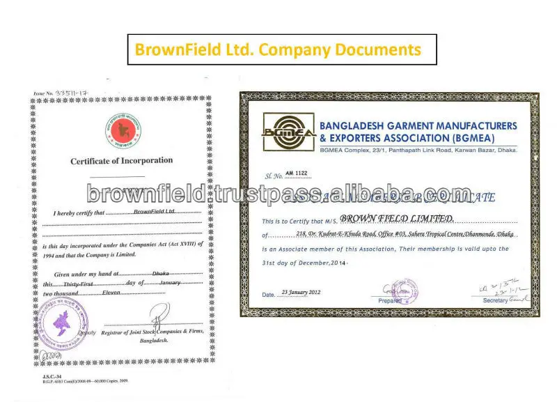 100% Cotton Printed T-shirt, Sweater, Pullover, Underwear, Boxer Shorts, Terry Fllece Sweatshirt   Bangladesh Factory BrownField Ltd._ BGMEA Company Certificate.jpg