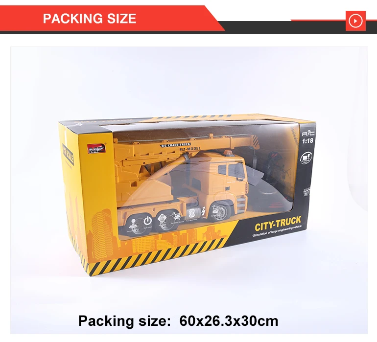 simulation sounds 1:18 rc truck model MZ toy crane remote control with warning light