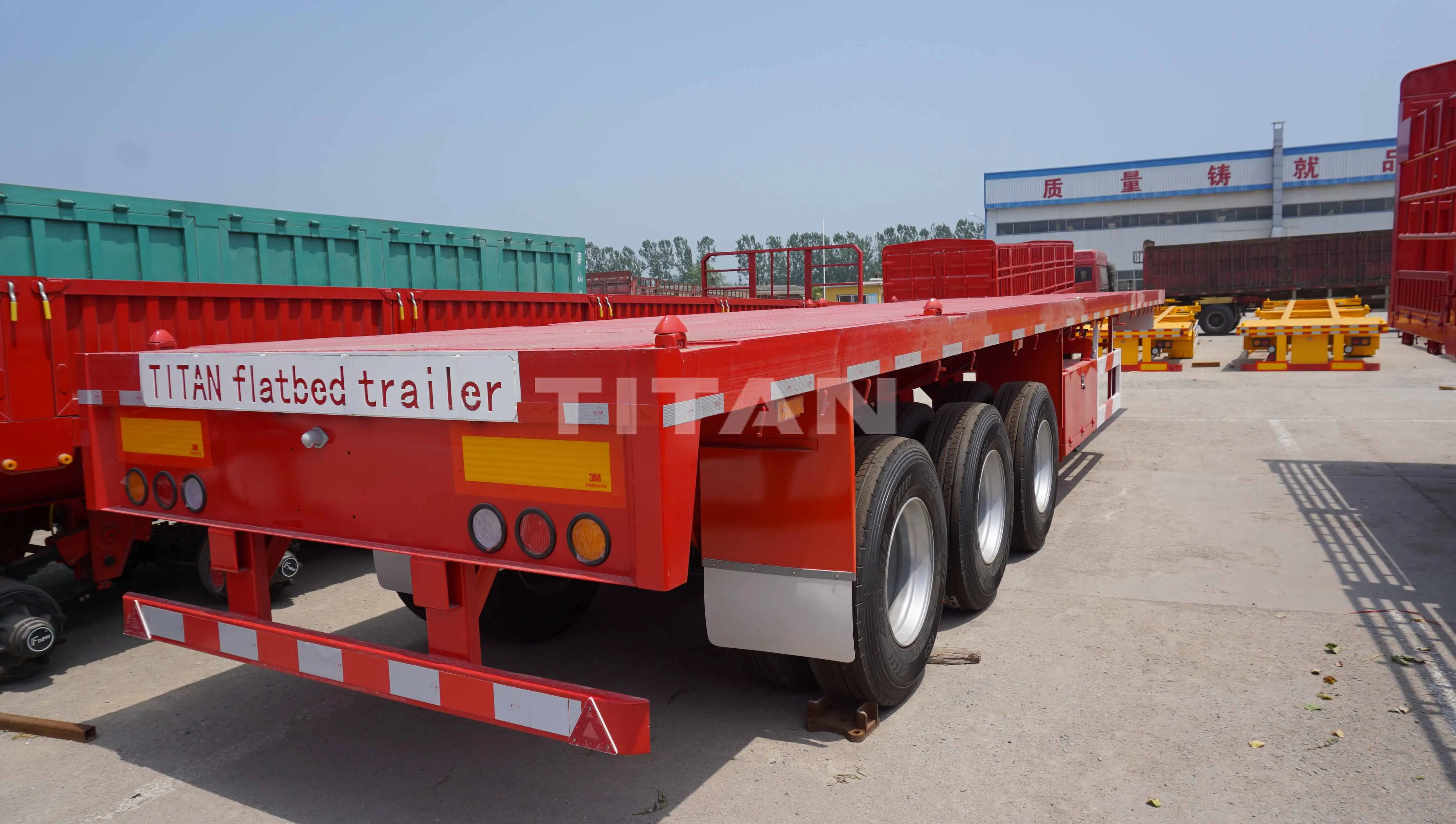 Tri-axle 40ft Bed Platform Flatbed Utilitas Trailer Dengan Kapasitas ...