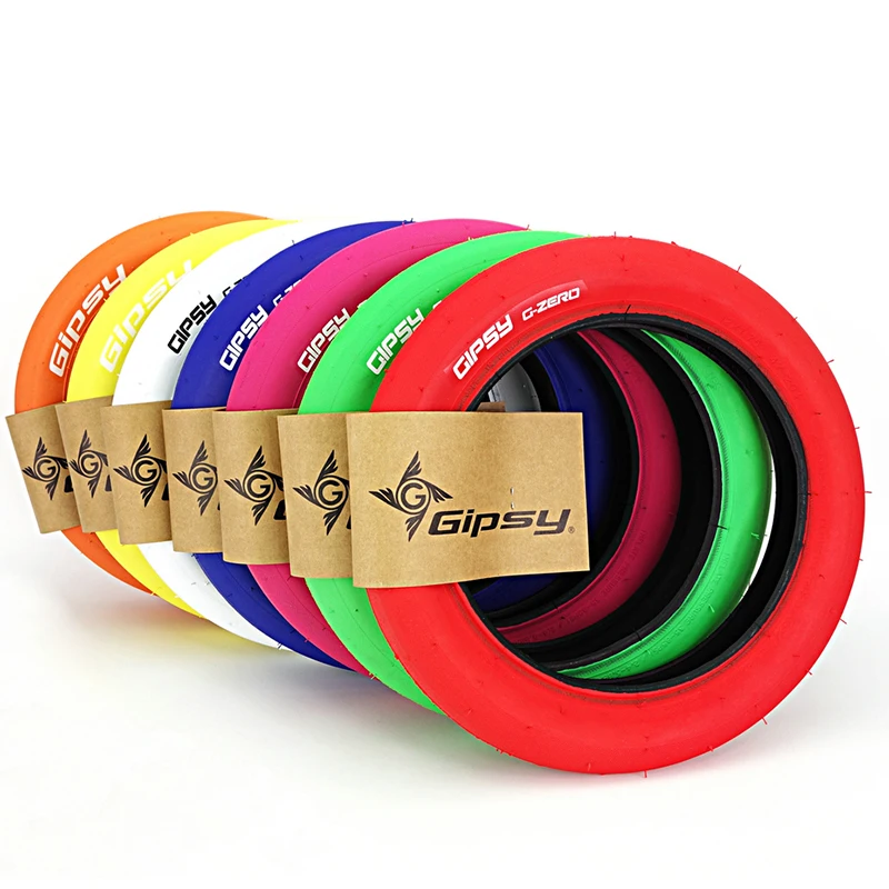 

GIPSY Slick Tire Kids Bicycle Tires 12" Child Balance Bike Wired Tyre, Red/rose red/pink/green/blue/orange/yellow/white