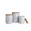 White Marble Ceramic Canister Set 3 Storage Jar Tea Jar Container With Bamboo Lid