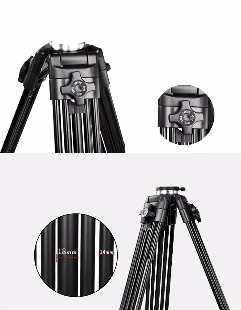 

Wholesale Weifeng 717 WF 717 1.8meters Professional Tripod Fluid Pan Head Heavy Load For Camera Camcorder video