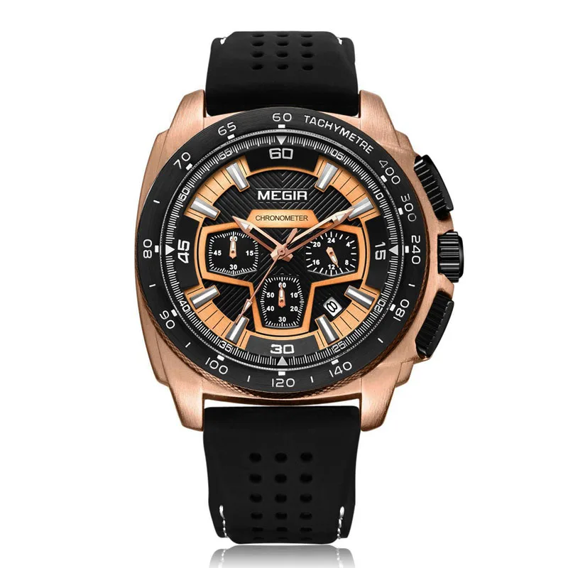 

MEGIR-2056 High Quality Leather Band Waterproof Men Hand Watches Megir Brand Calendar Watch for Business Men, Mix color