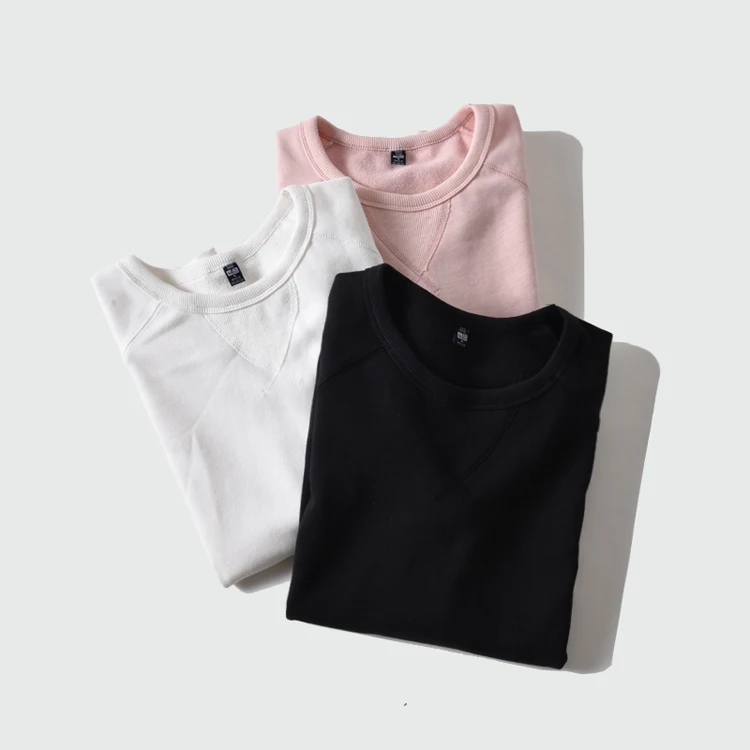 

mens basic french terry long sleeve crew neck sweatshirt